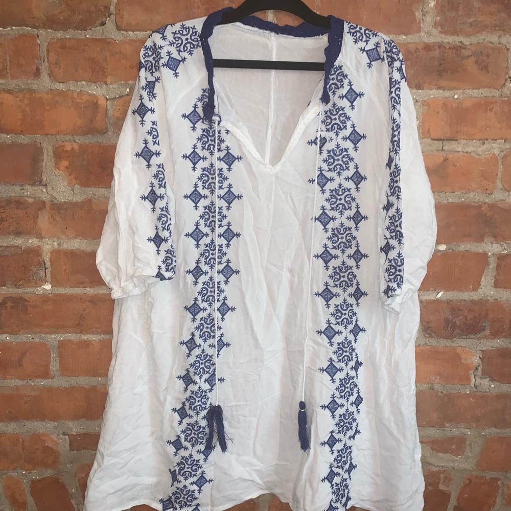 Blue and White Swimsuit Cover Up / Top